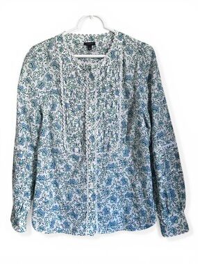 Talbots Floral Button-Down w/ Lacey Trim 🌸 Size M – Excellent Condition